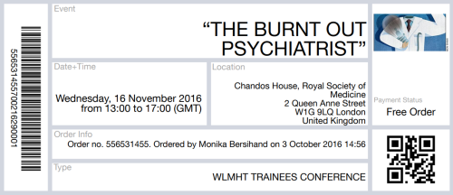Event Attended - Burnt Out Psychiatrist 2016